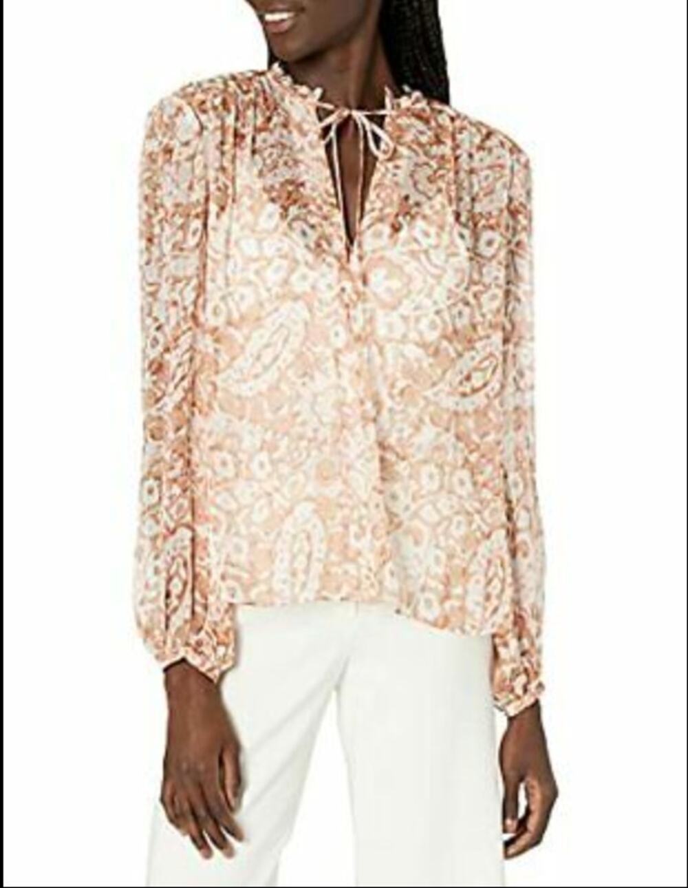 JOIE NWT Jindrah 100% Silk Blouse in Brushed Clay // S